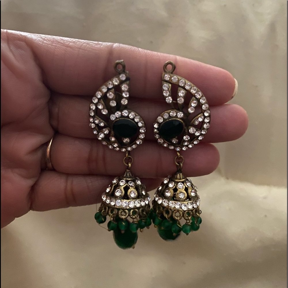 Bollywood Jhumka sari polki kundan Indian earring